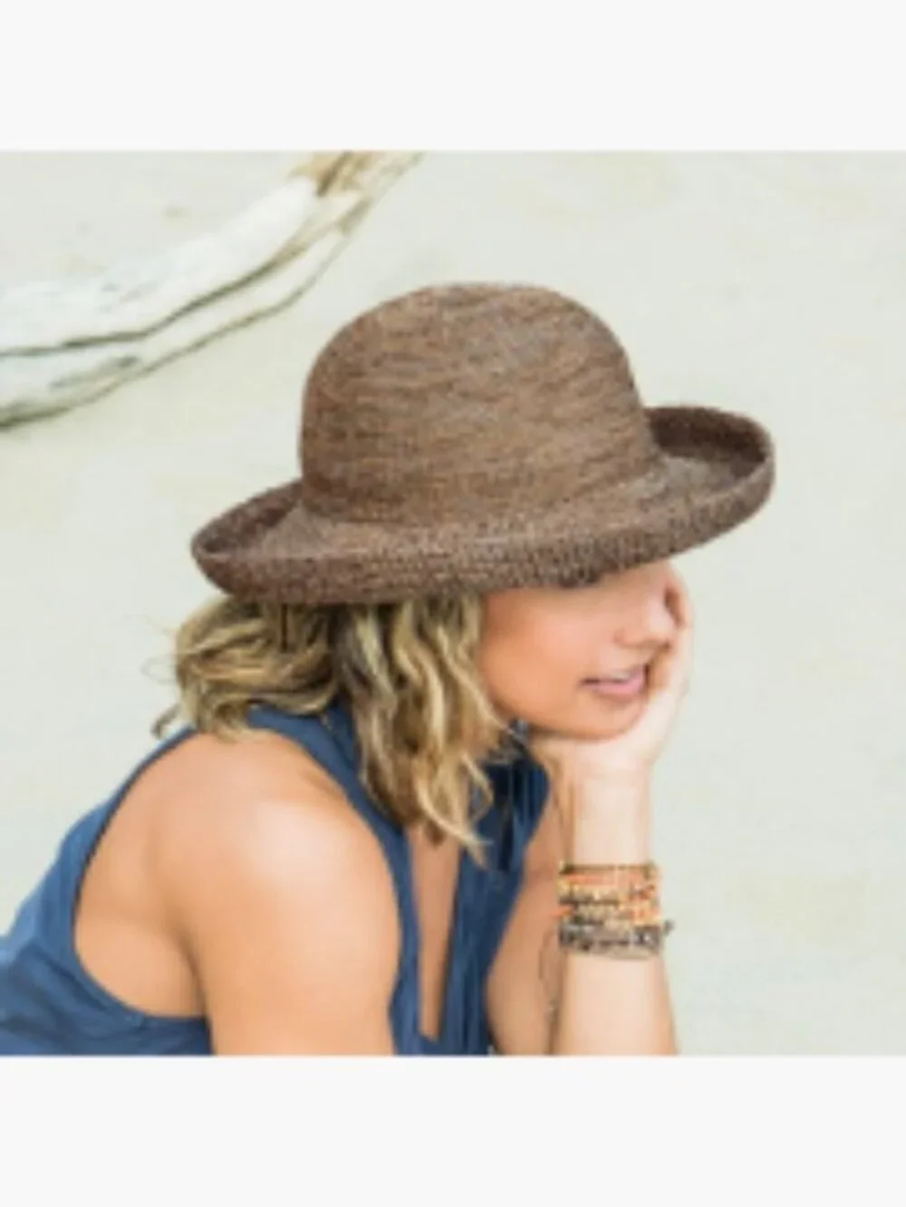 Wide Brim Sun Hat with Adjustable Drawstring, UPF 50+, Packable Poly-Straw